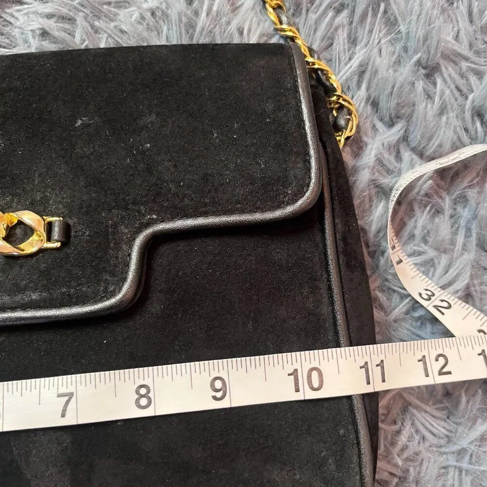 Vintage Amanda Smith Black Suede Crossbody Bag